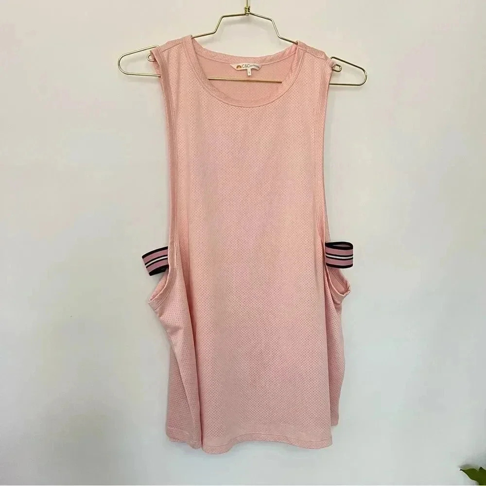 C&C California Essentials Blush Pink Mesh Tank Top Size Large Outdoor